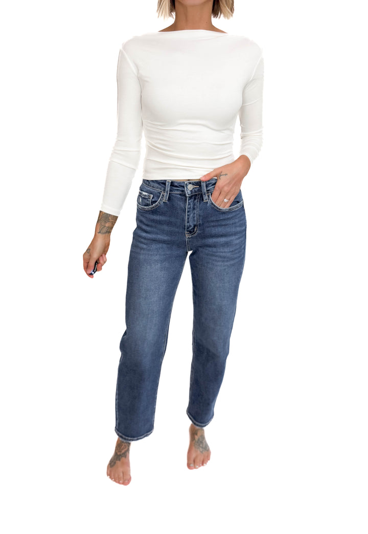 Lovervet Brooklyn High Rise Barrel Jeans- MEDIUM WASH