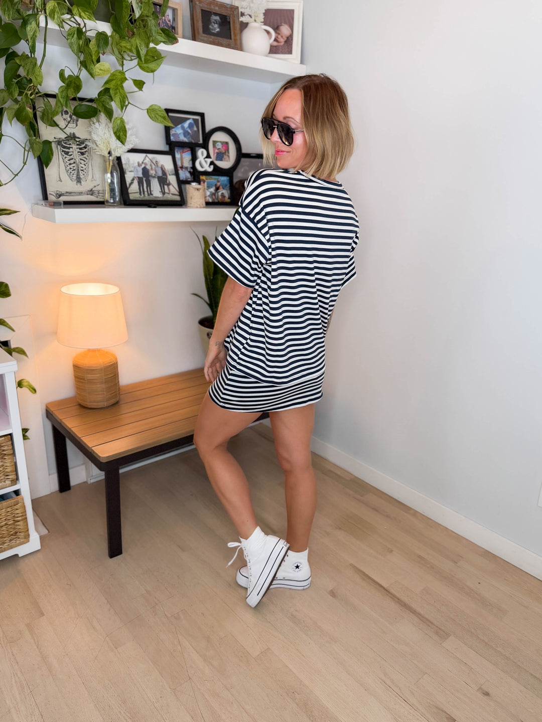 Mango Striped Skort Set- NAVY/WHITE