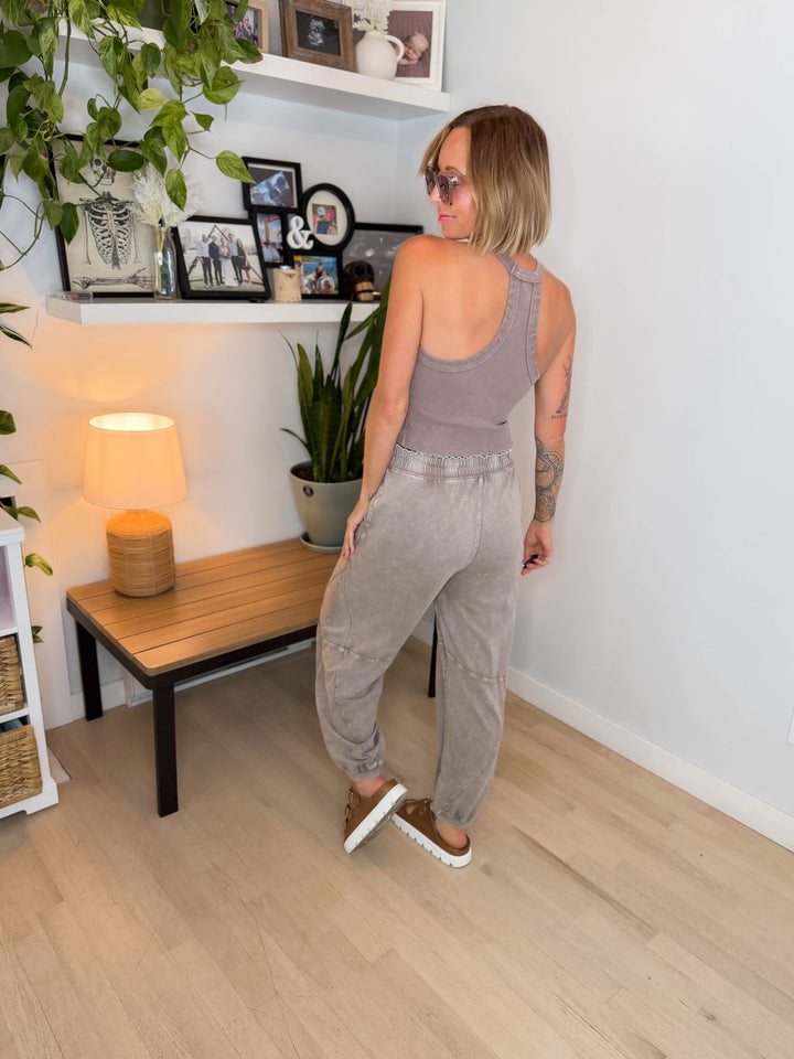 Delaney Washed Jogger Set- COFFEE/MOCHA