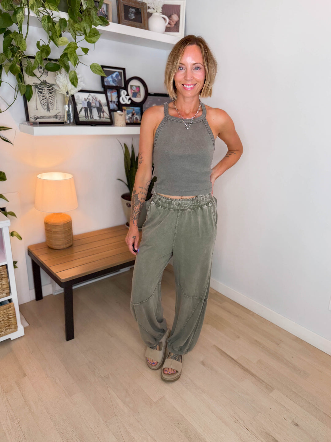 Delaney Washed Jogger Set- OLIVE/WILLOW