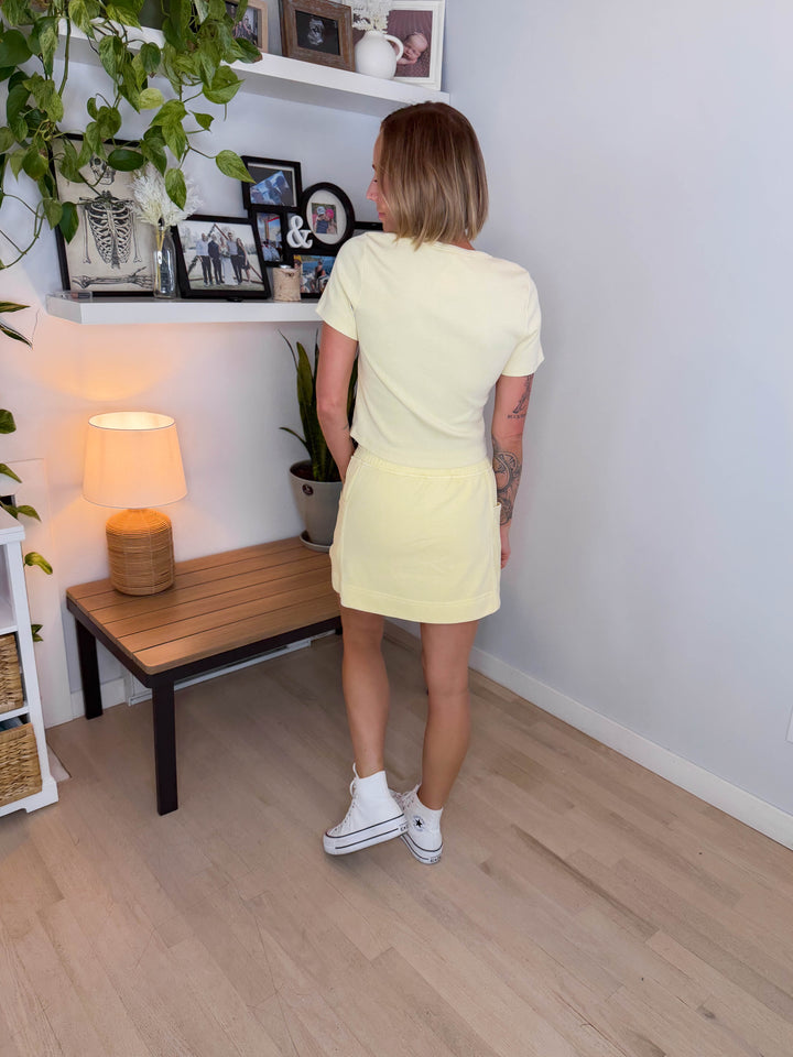 Sandy Cove Ribbed Skort Set- LEMON