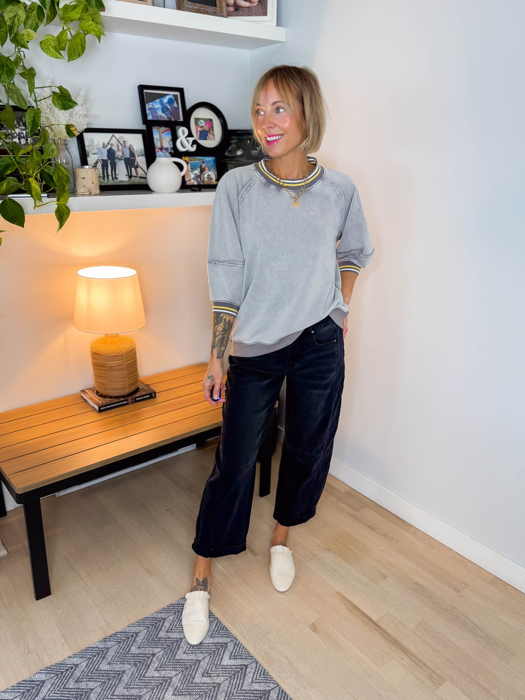 Alaina 1/2 Sleeve Pullover- CLOUD GREY