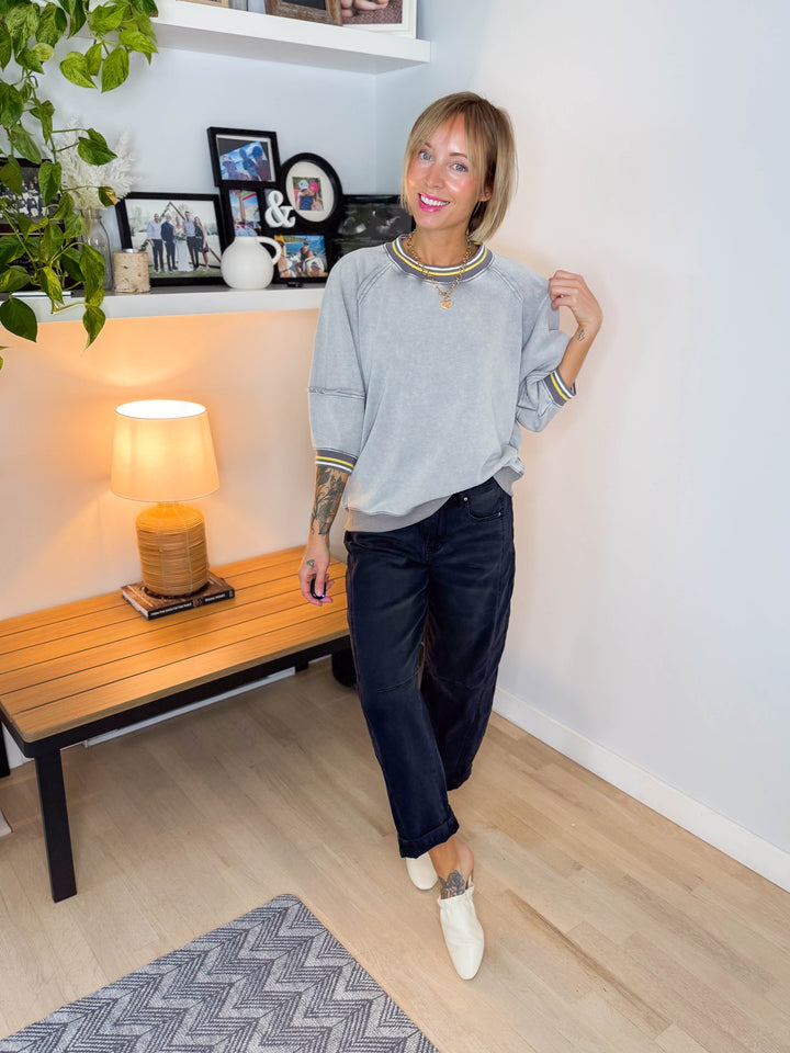 Alaina 1/2 Sleeve Pullover- CLOUD GREY