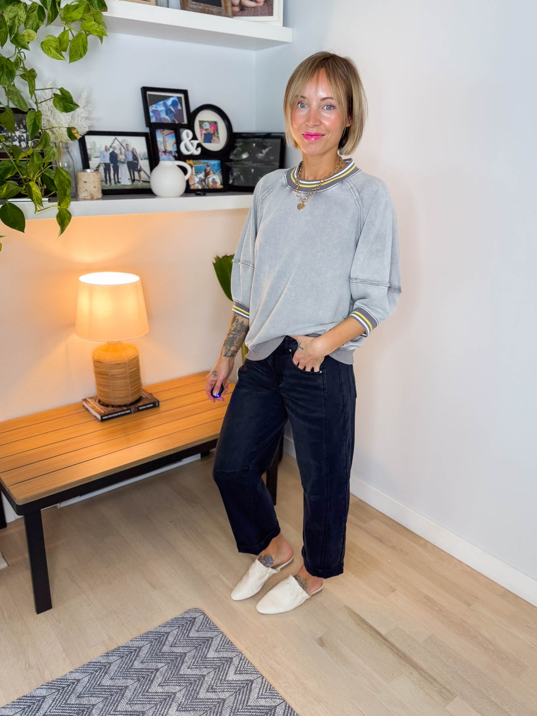 Alaina 1/2 Sleeve Pullover- CLOUD GREY