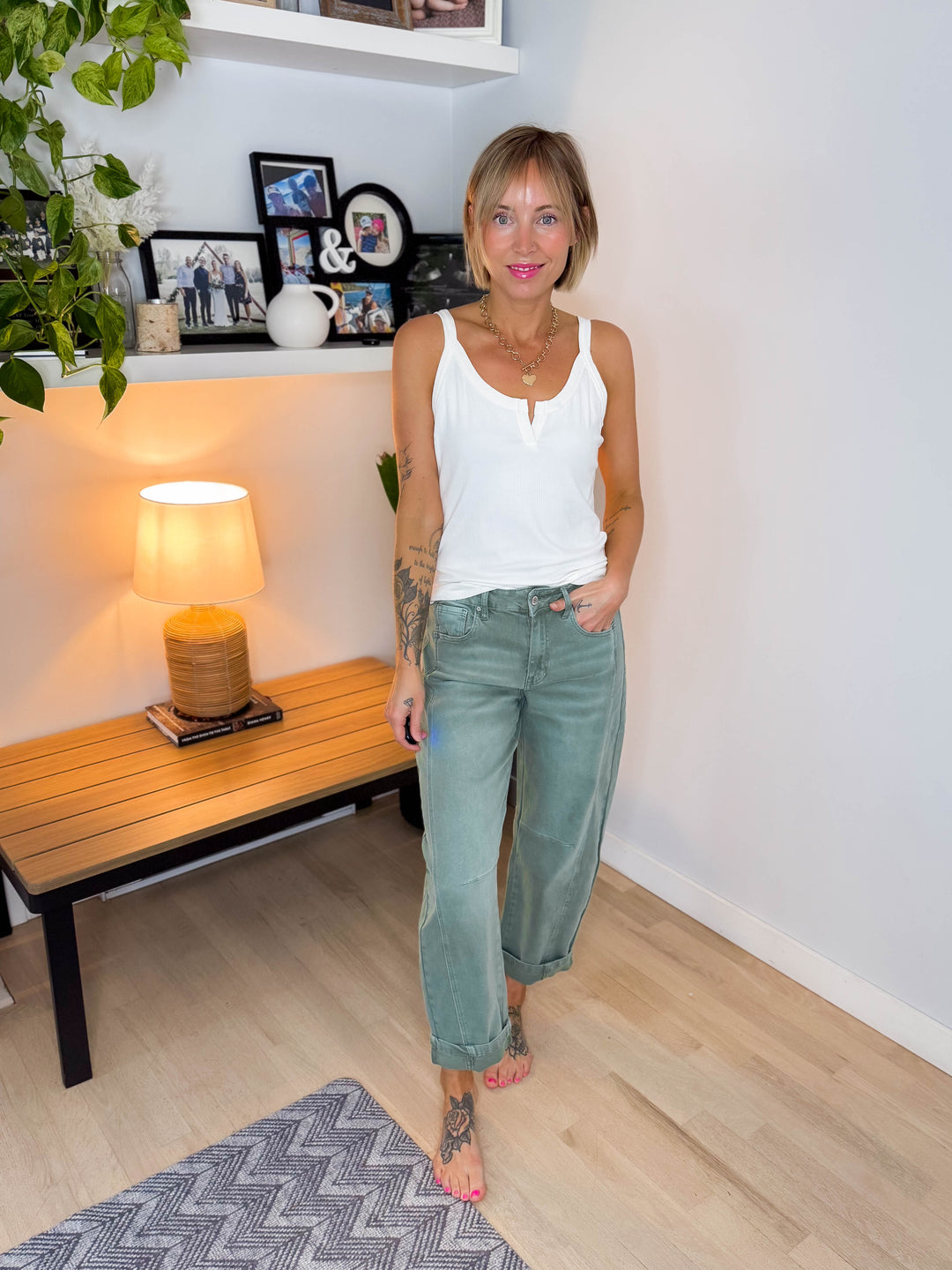 Morgan Ribbed Knit Cami With Notch Detail- OFF WHITE