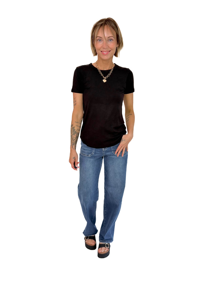 Odette Ribbed Short Sleeve- BLACK