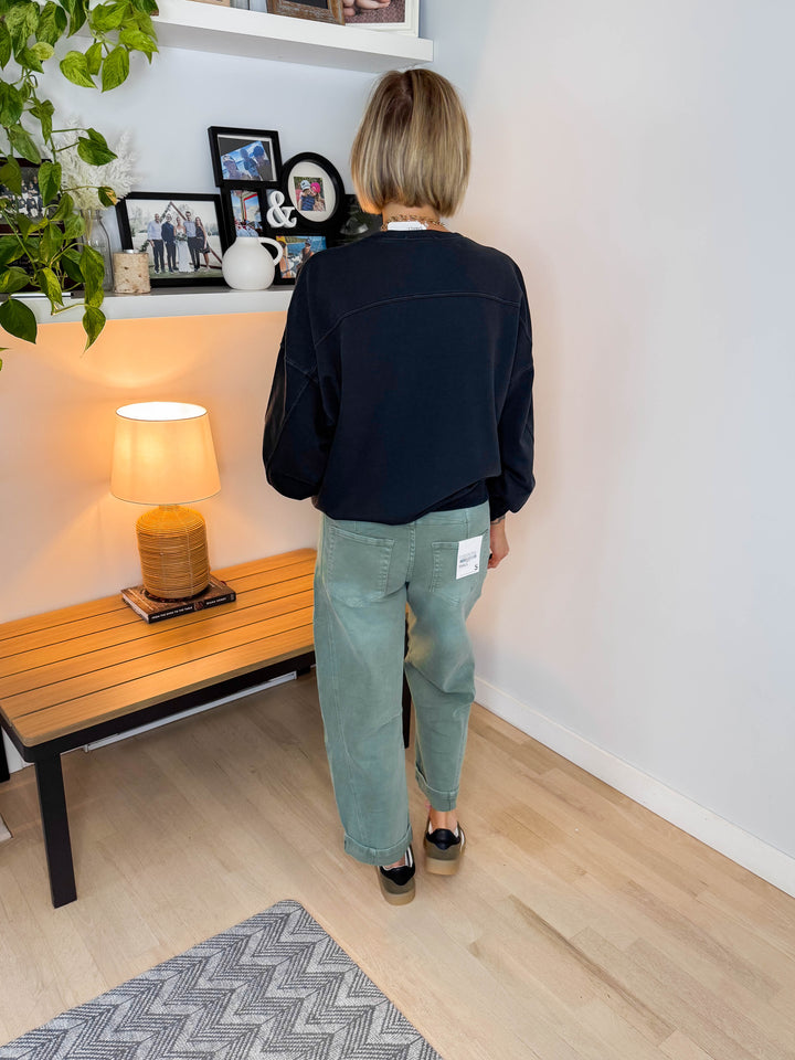 Madison Washed Cotton Pullover- BLACK