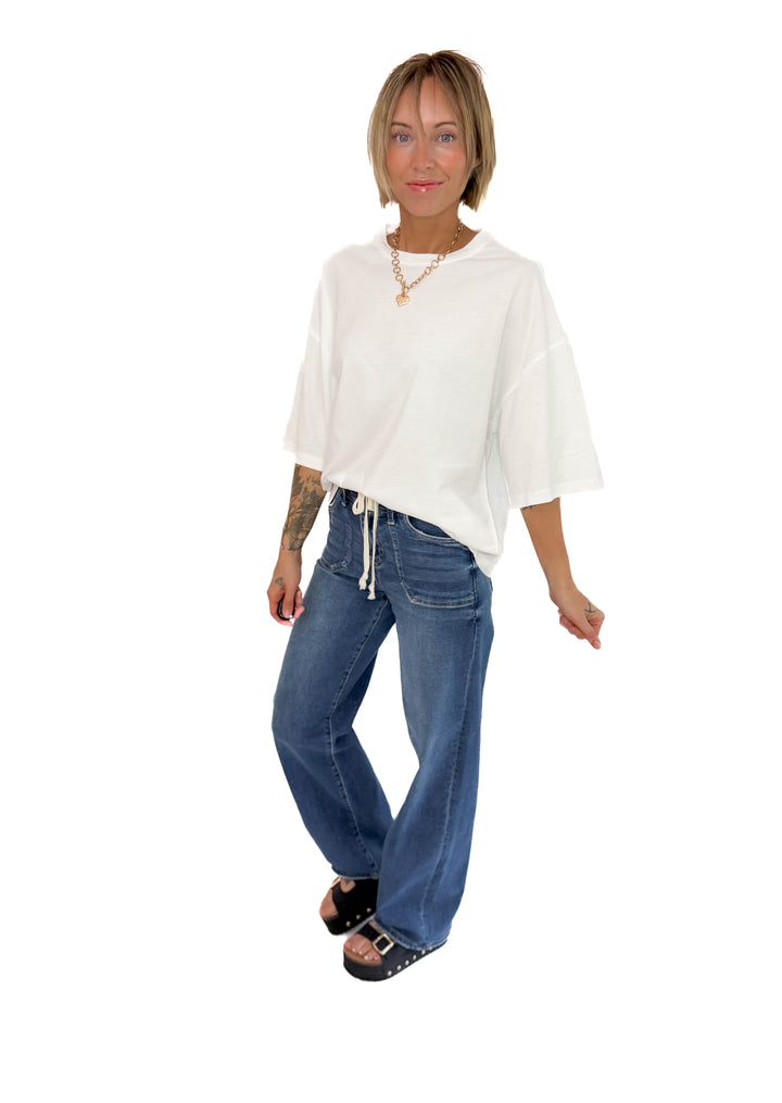 Kaya Cotton Boyfriend Tee- WHITE