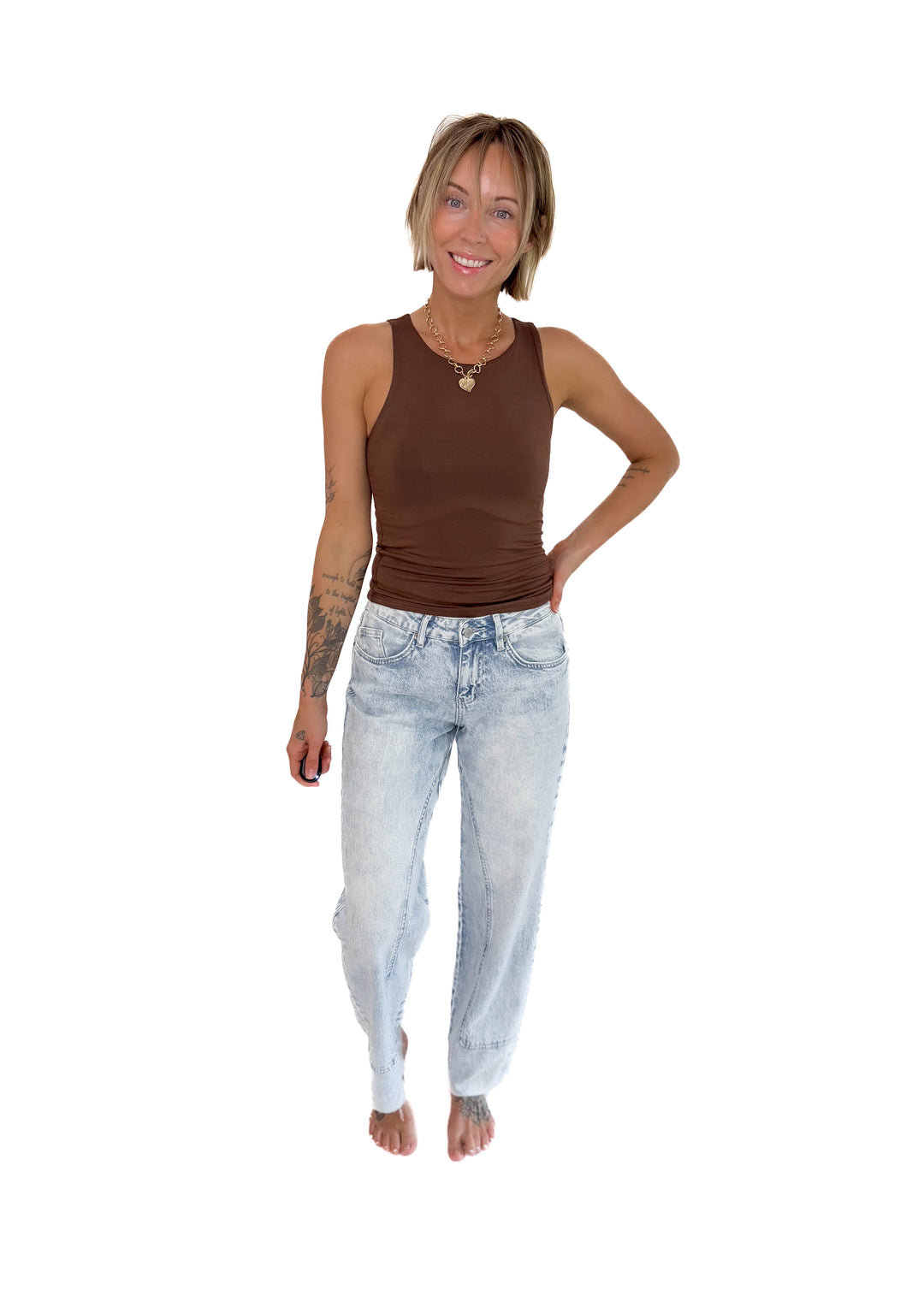 Mica Chester Mid Rise Ankle Straight Leg Jeans- ACID LIGHT