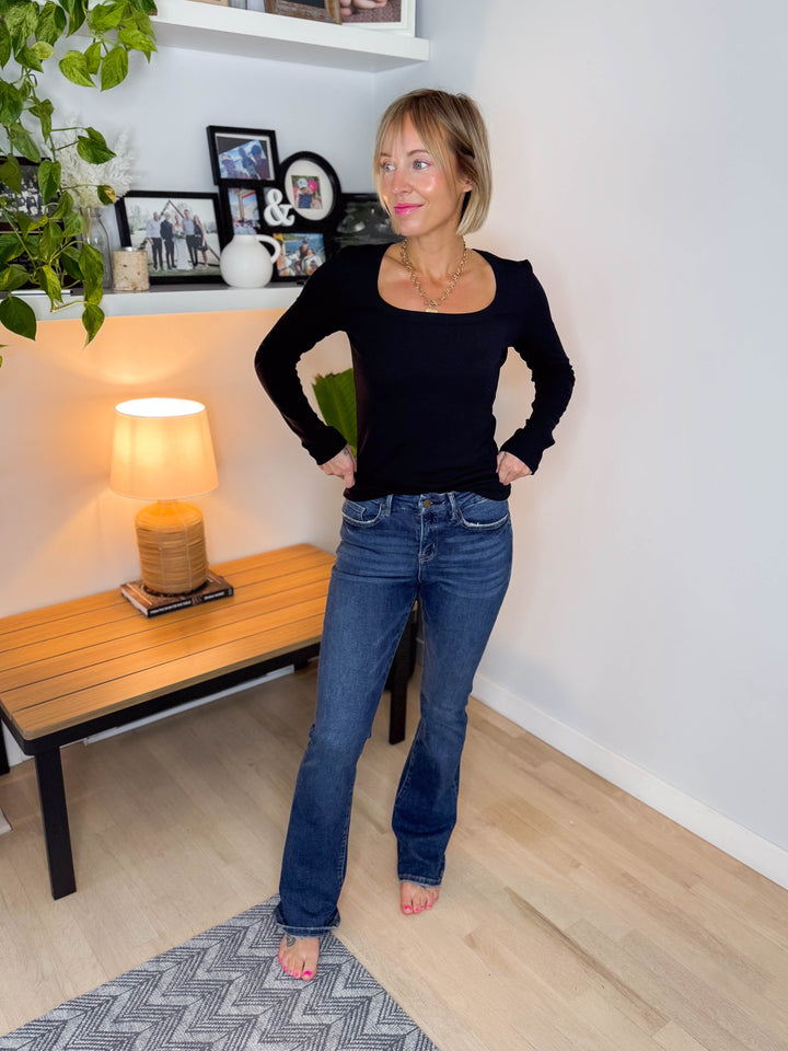 Mica Gabe High Rise Boot Cut Jeans- DARK WASH