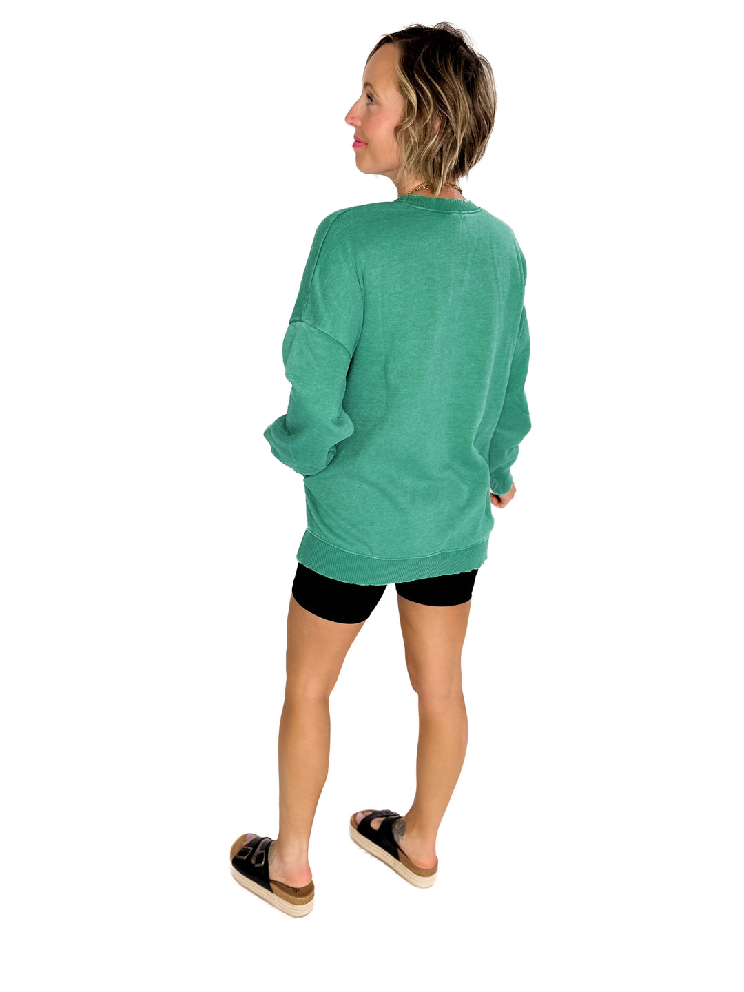 Caslo Acid Wash Fleece Pullover- KELLY GREEN-FINAL SALE