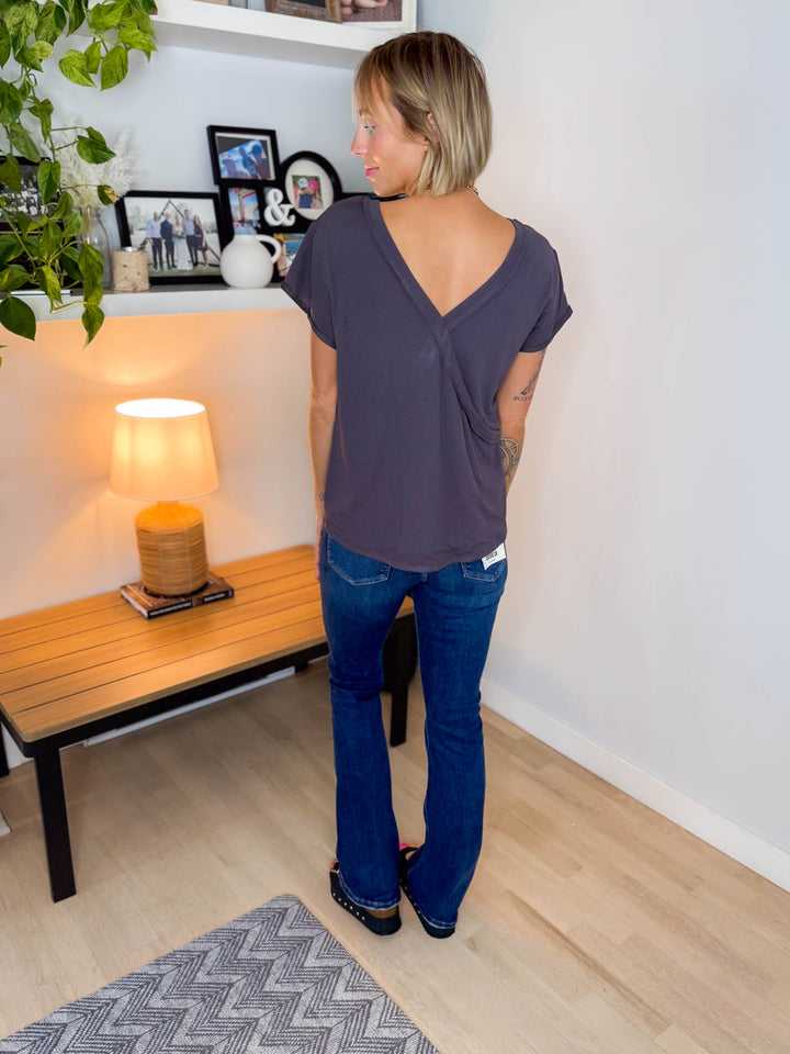 Esther Reversible Top- CHARCOAL