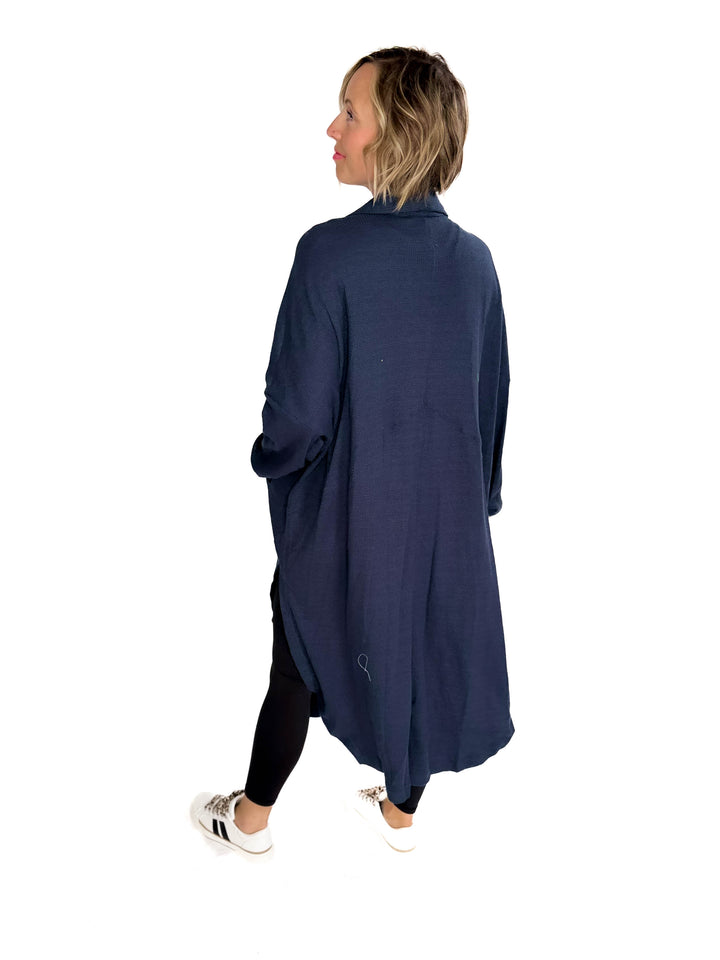 Ginny Thermal Knit Oversized Cardigan- DARK NAVY-FINAL SALE
