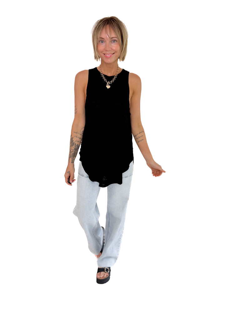 Bree Flowy Tank- BLACK