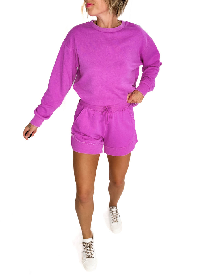 Stevie French Terry Shorts- VIVID ORCHID-FINAL SALE