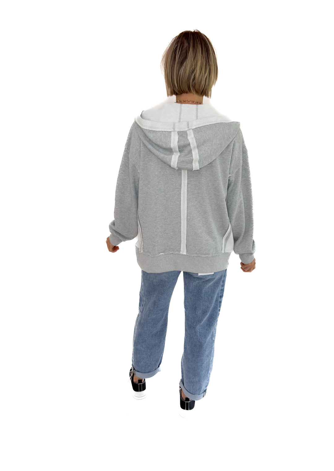 Stevie Half Zip Hoodie- HEATHER GREY