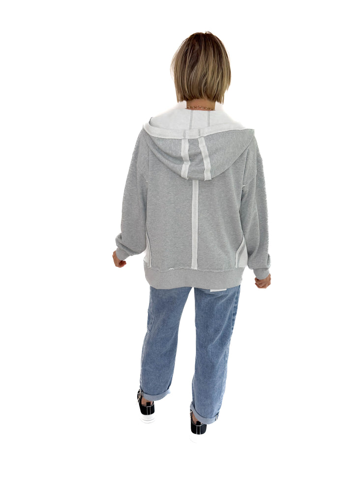 Stevie Half Zip Hoodie- HEATHER GREY