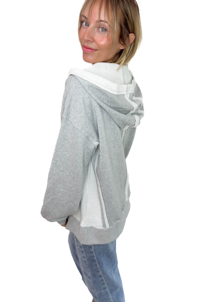 Stevie Half Zip Hoodie- HEATHER GREY