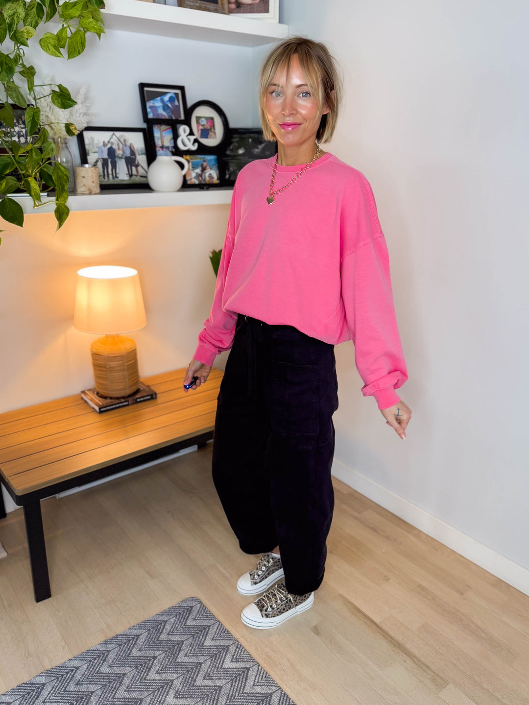 Madison Washed Cotton Pullover- TAFFY PINK