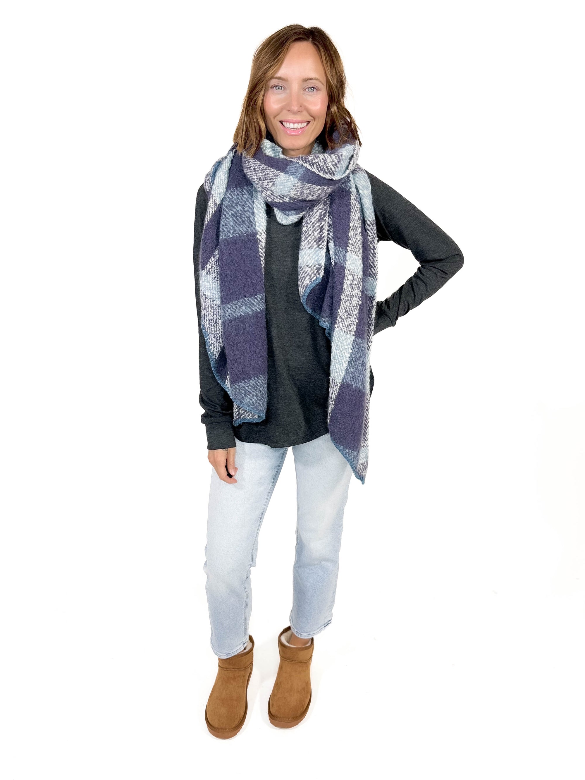 ONLY Lima Checker Scarf- BLUE-FINAL SALE