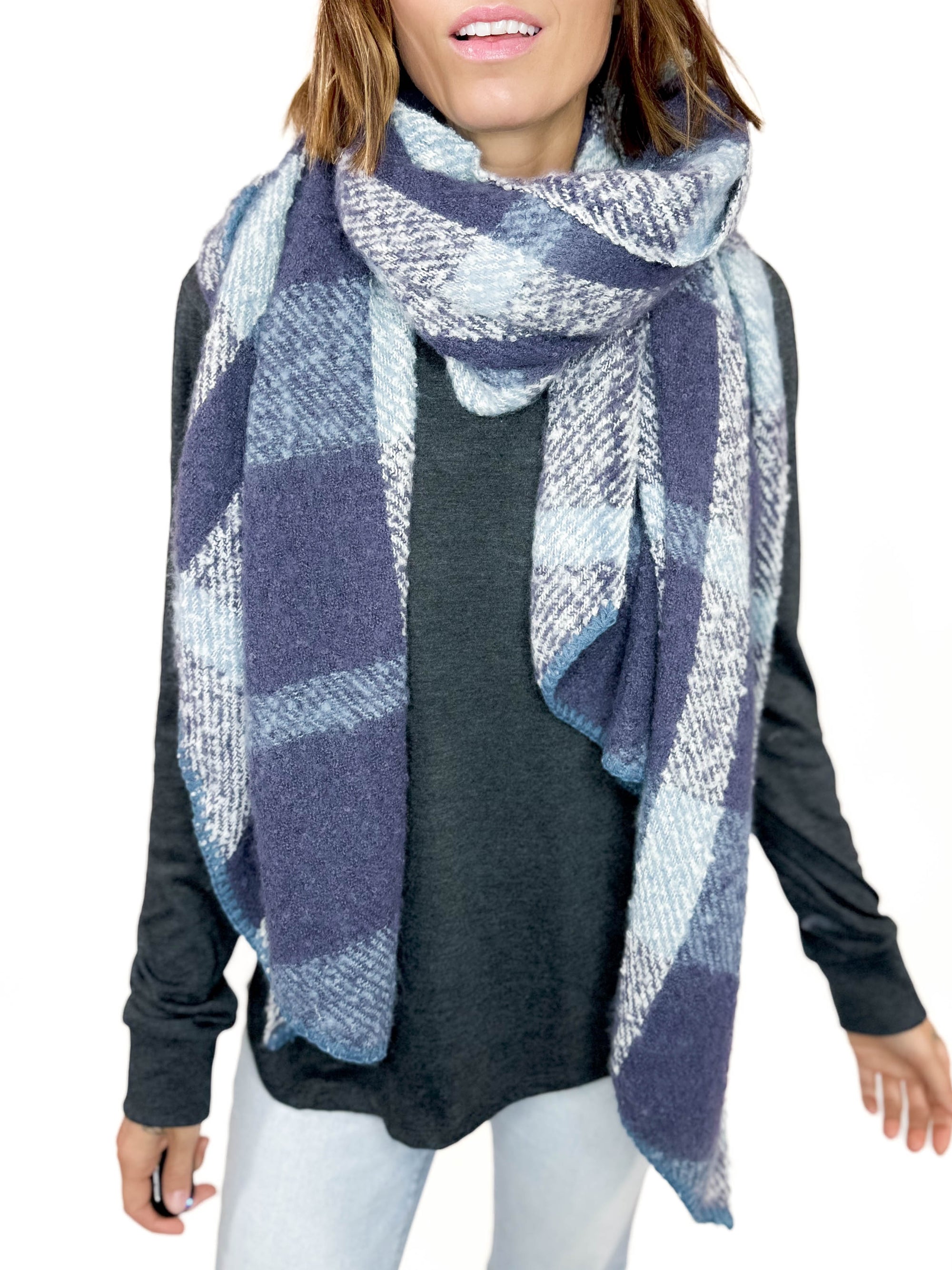 ONLY Lima Checker Scarf- BLUE-FINAL SALE