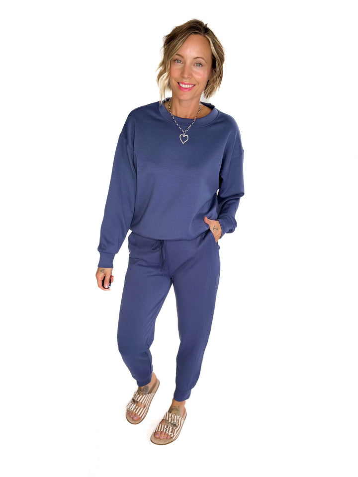 Nevaro Scuba Jogger Set- BLUE INDIGO-FINAL SALE