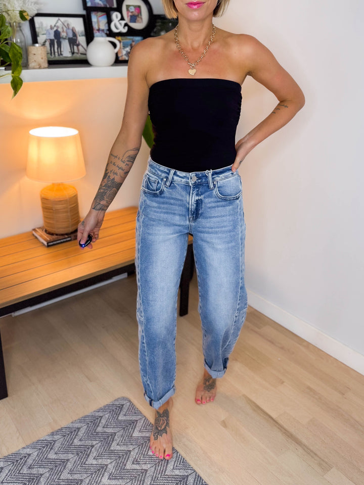 RISEN Ashley High Rise Barrel Jeans- LIGHT WASH