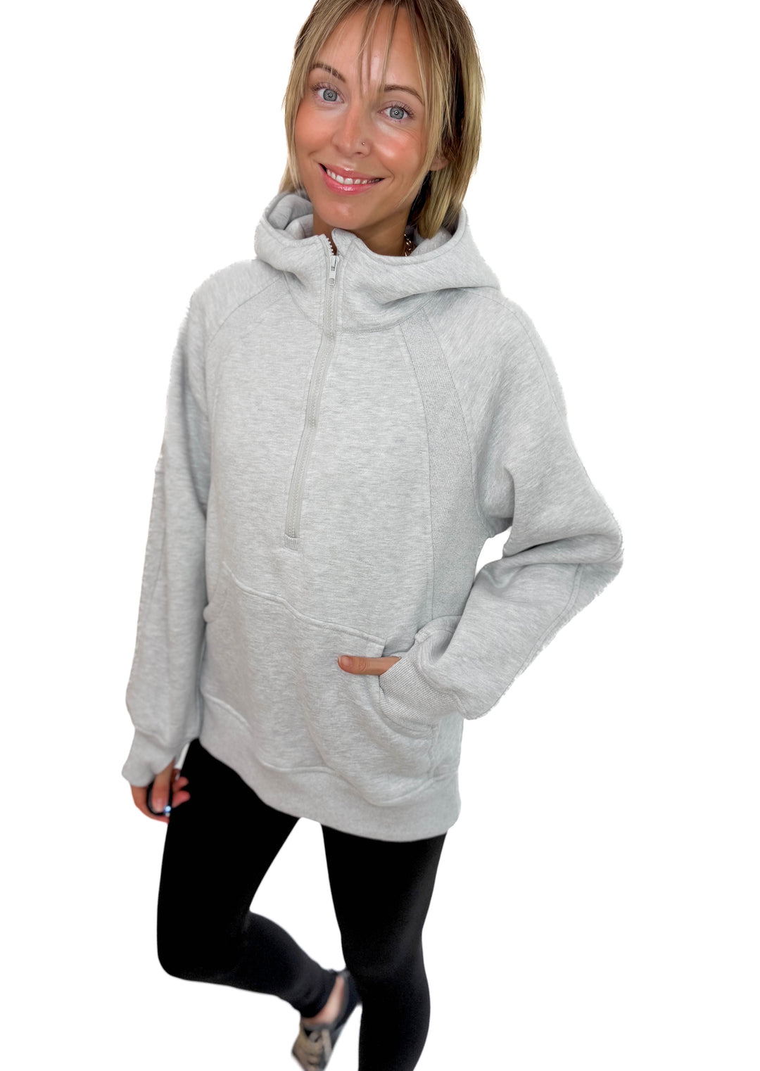 Hunter Hooded Pullover- HEATHER GREY