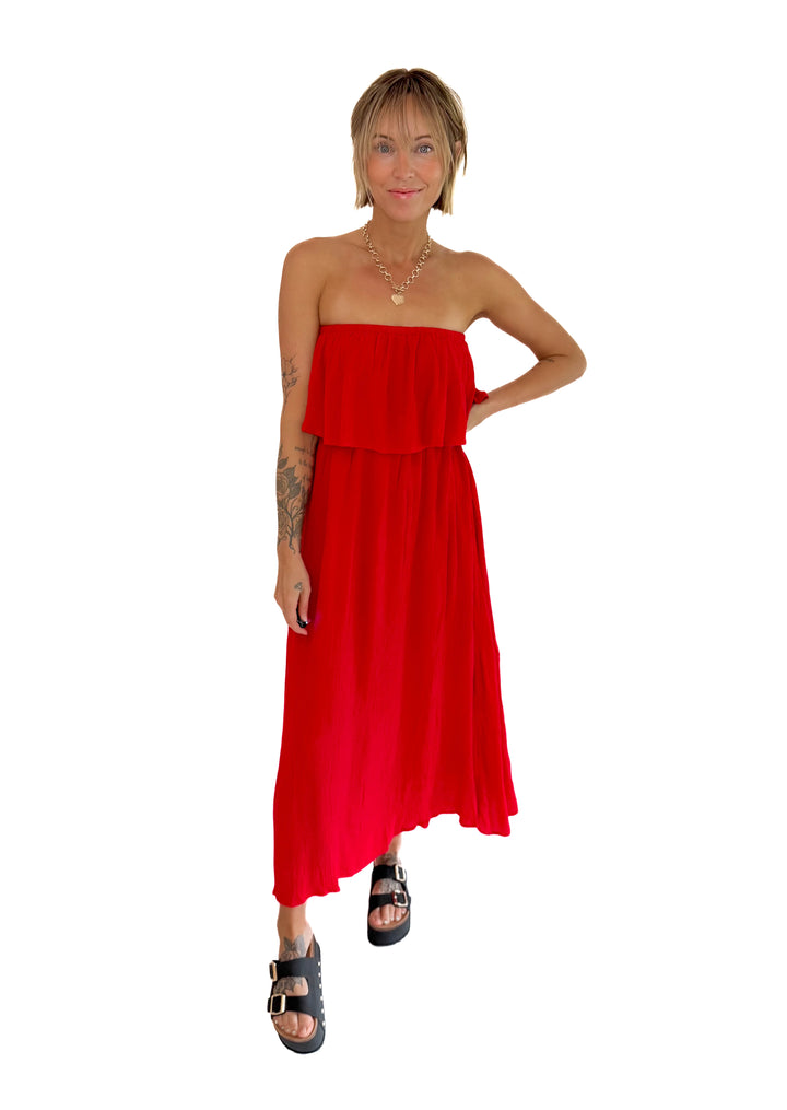 Serena Tiered Maxi Dress- RUBY