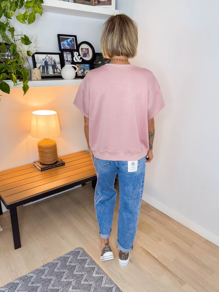 Molly Scuba Pullover Top- MAUVE