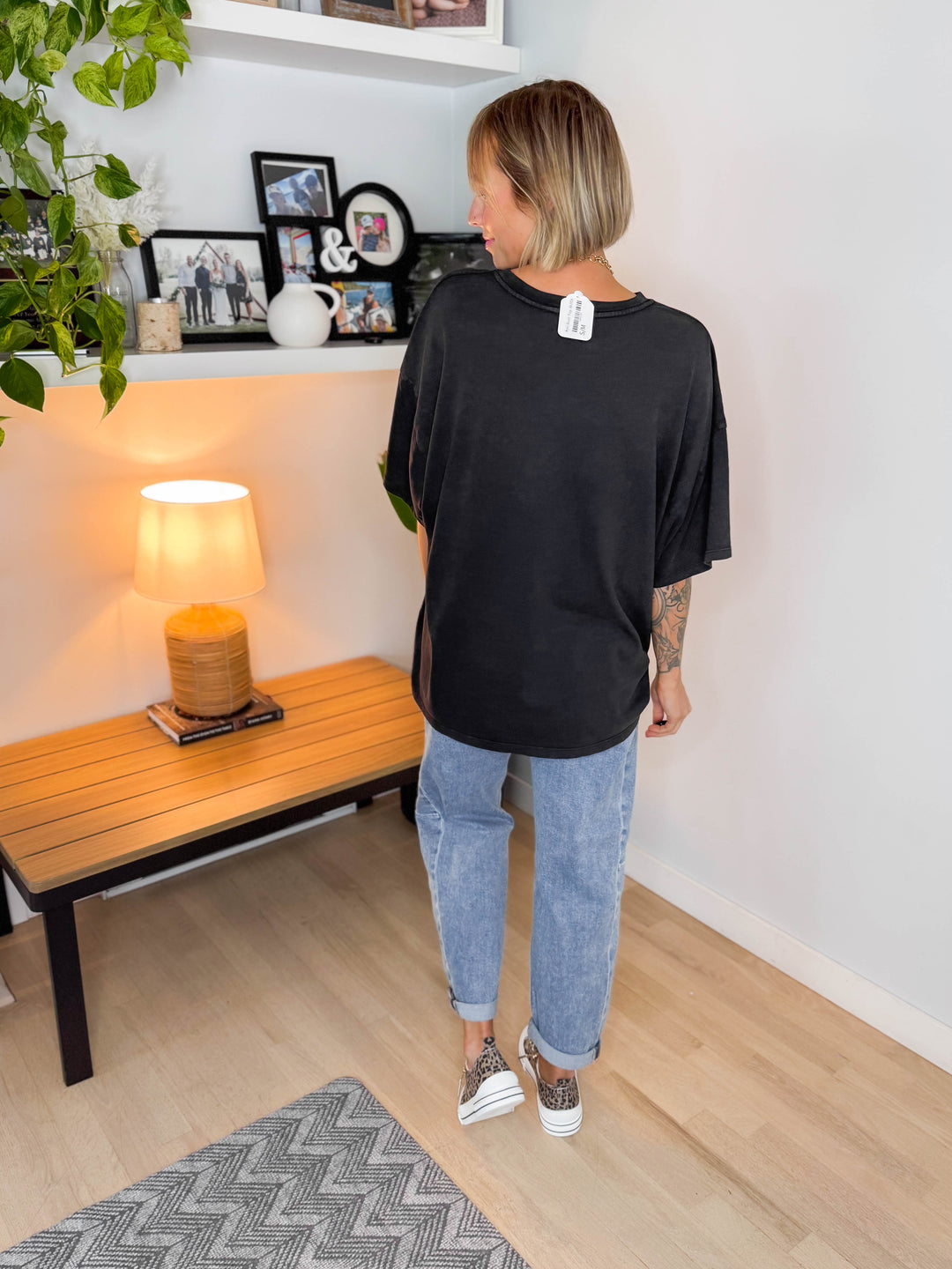 Keri Washed Cotton Boyfriend Tee BLACK