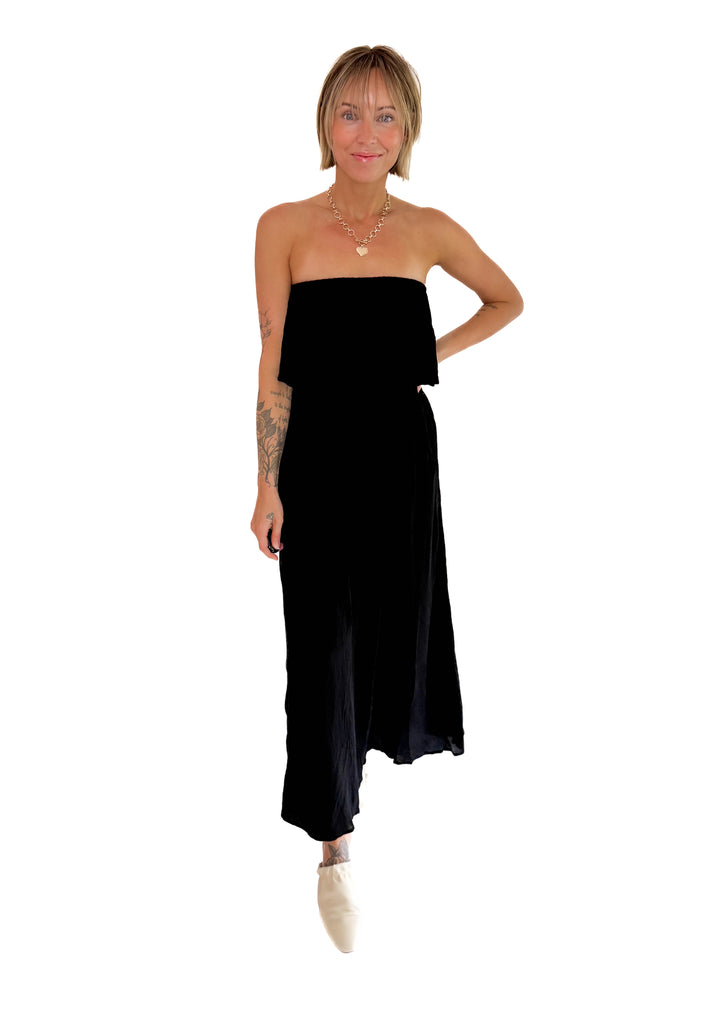 Serena Tiered Maxi Dress- BLACK