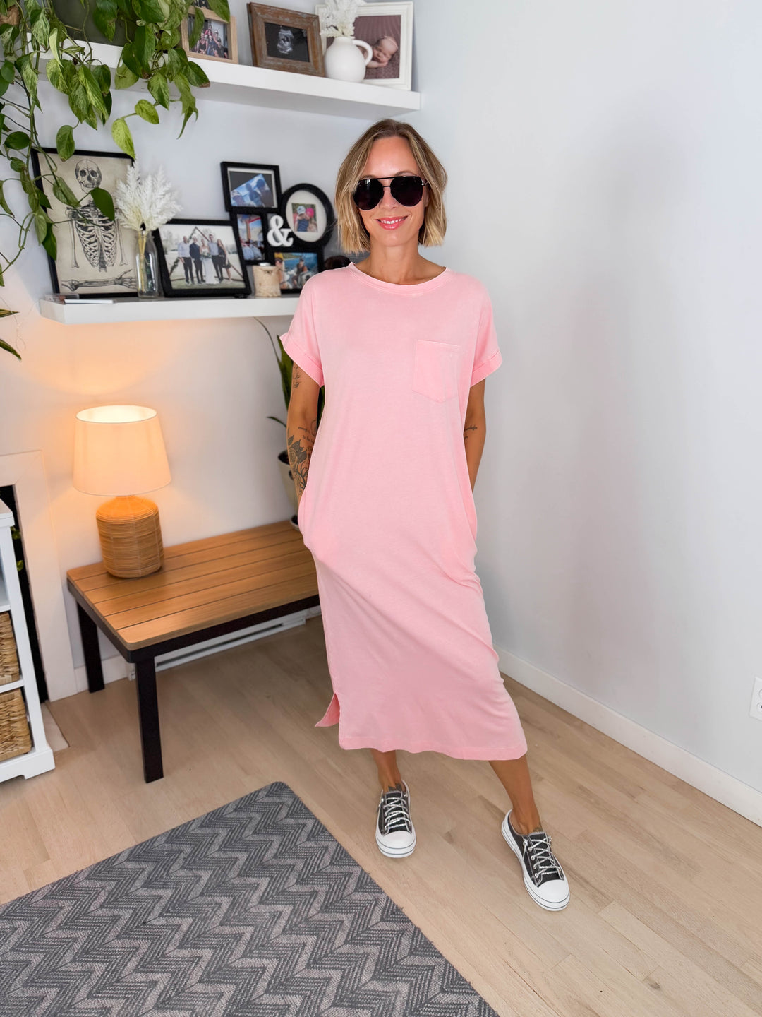Northstar Washed Cotton Midi Dress- PINK