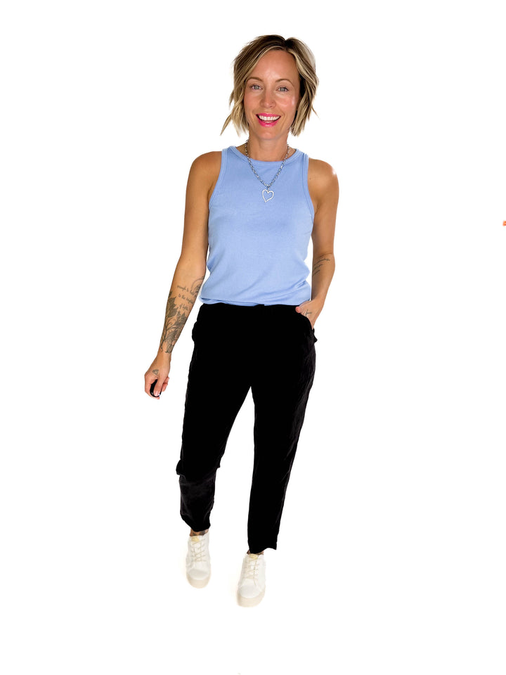 Tara Ribbed Tank- LIGHT BLUE-FINAL SALE