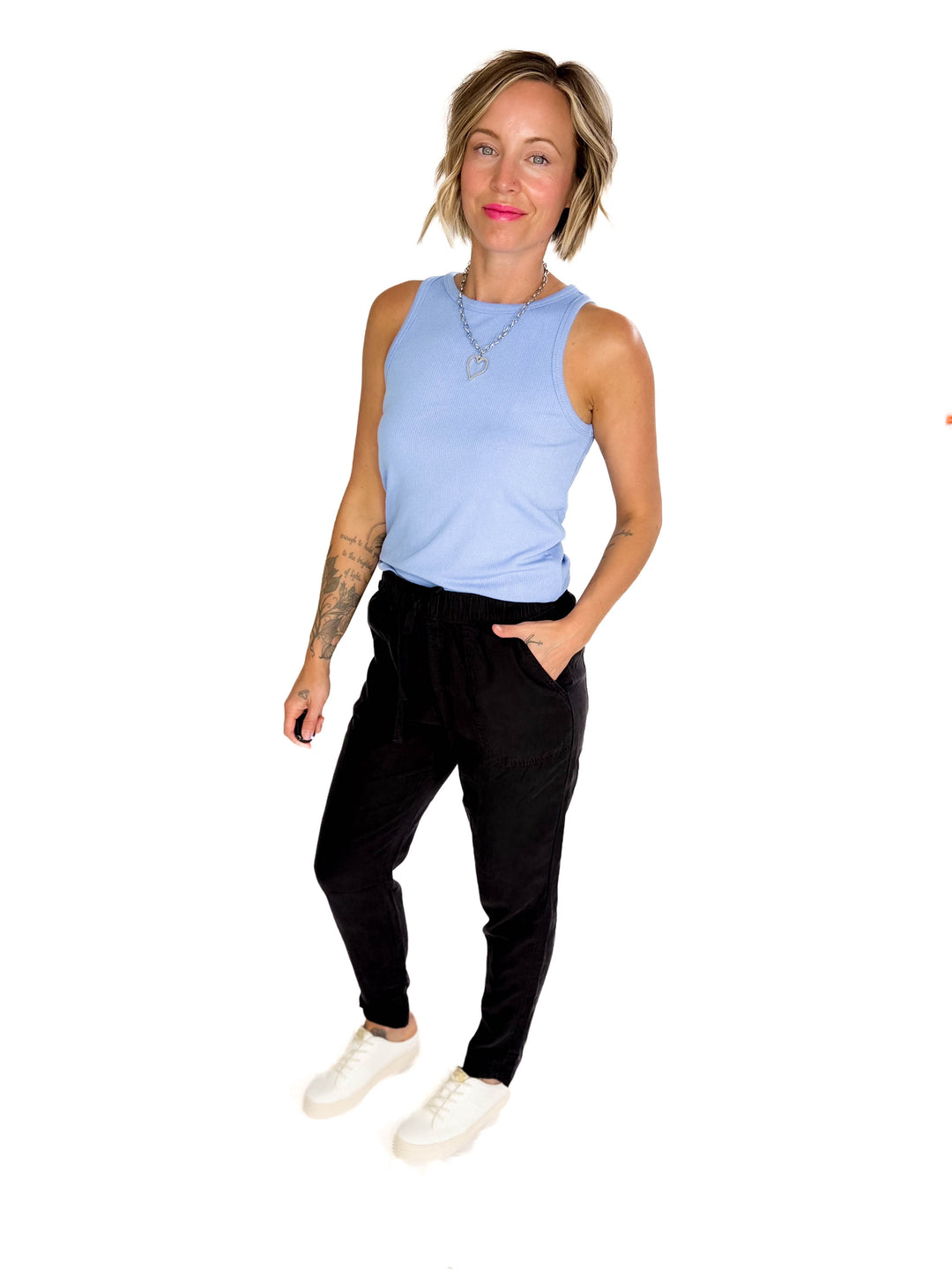 Tara Ribbed Tank- LIGHT BLUE-FINAL SALE
