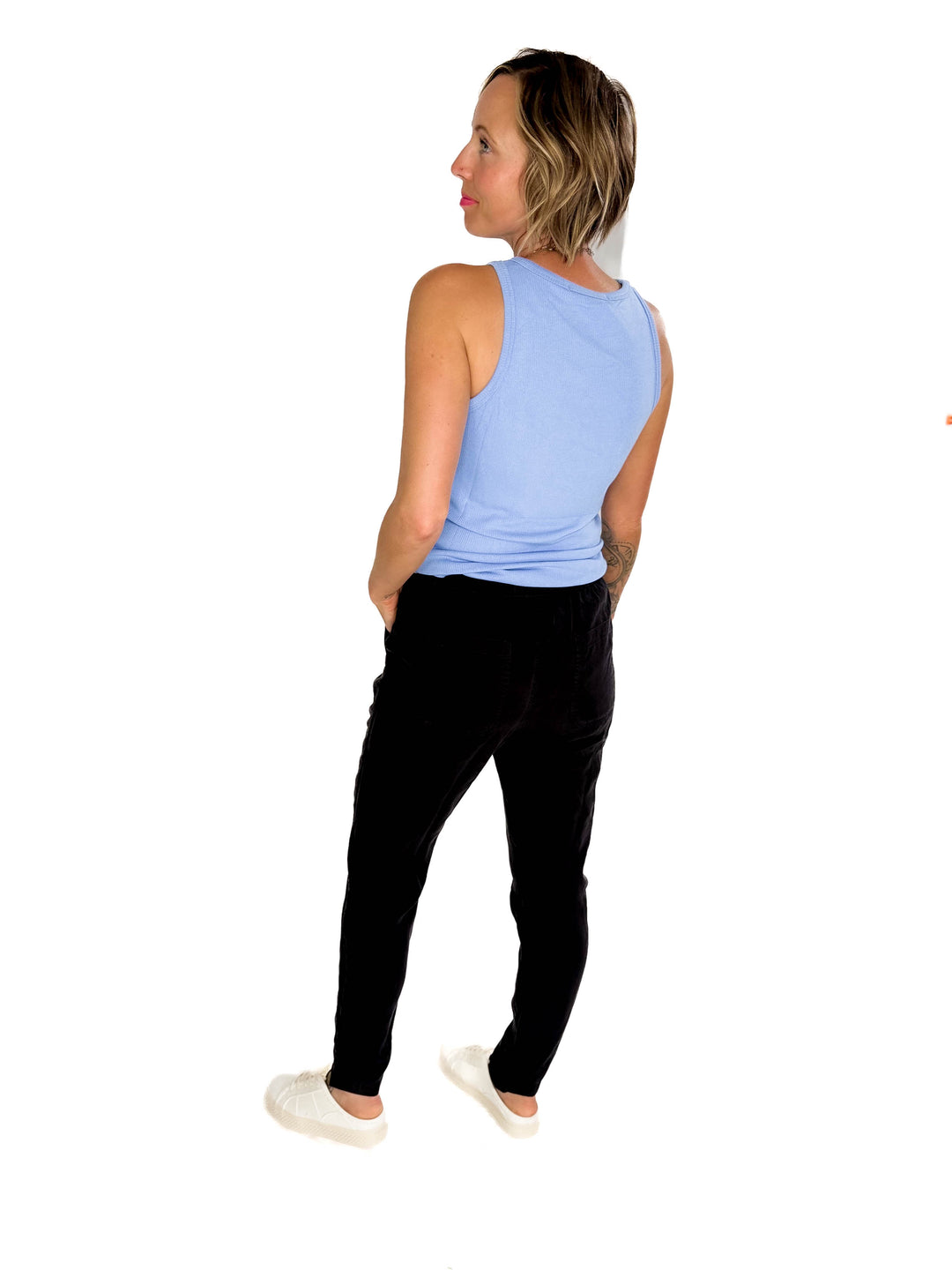 Tara Ribbed Tank- LIGHT BLUE-FINAL SALE