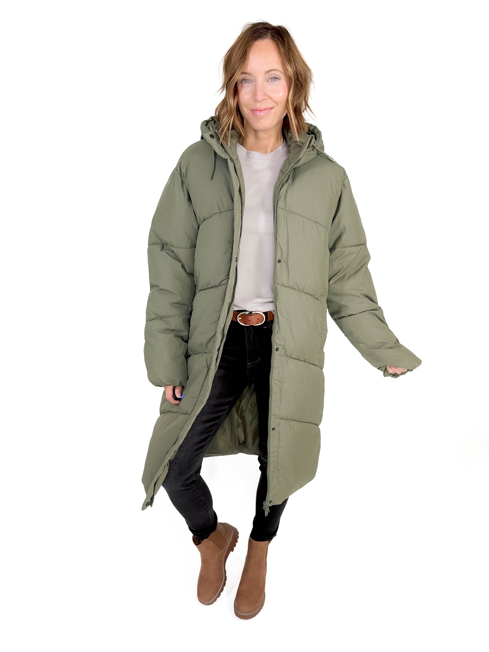 NOISY MAY Tenley Long Jacket- KALAMTA OLIVE -FINAL SALE