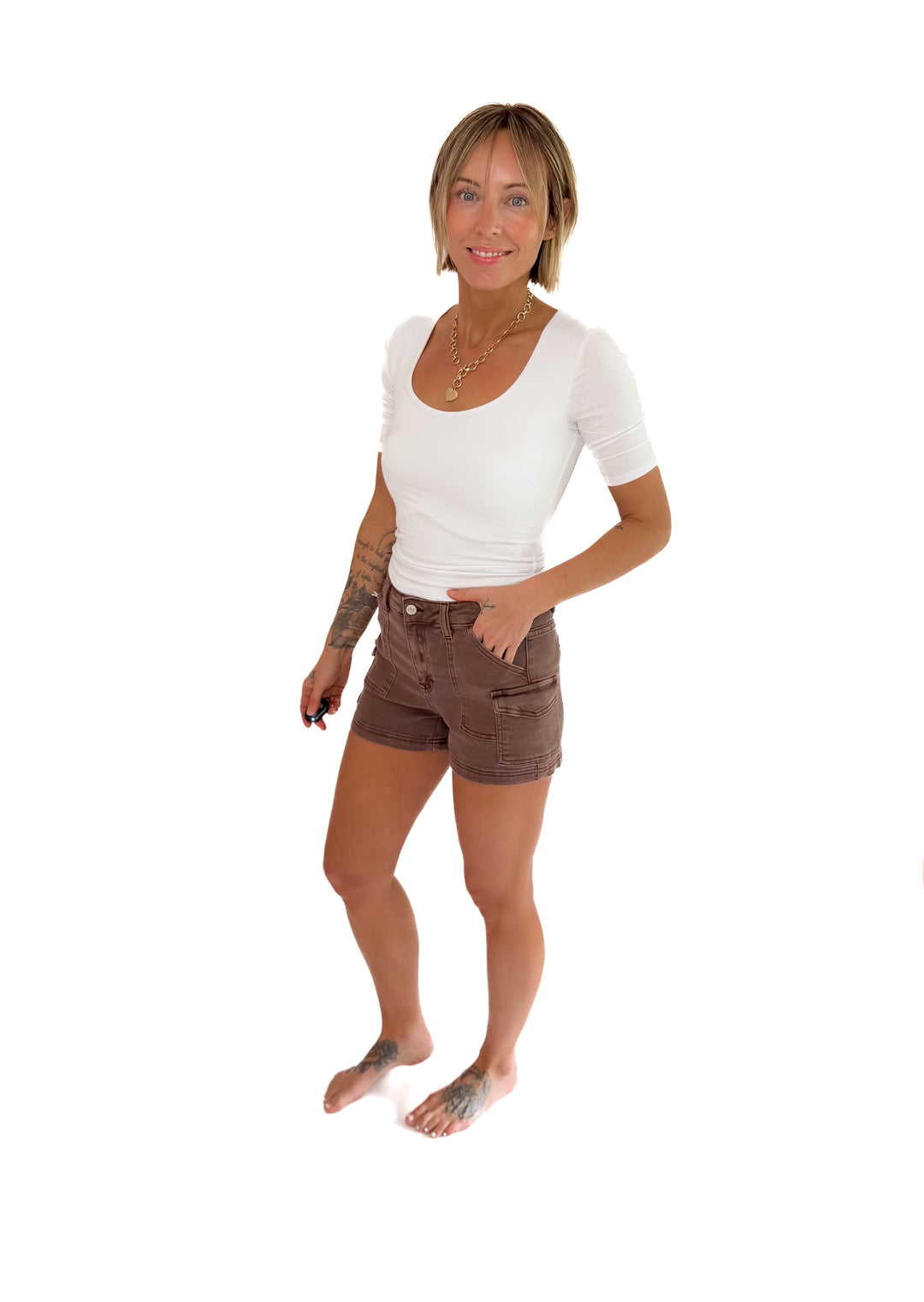 Natalia 1/2 Sleeve Jersey Knit Top- WHITE