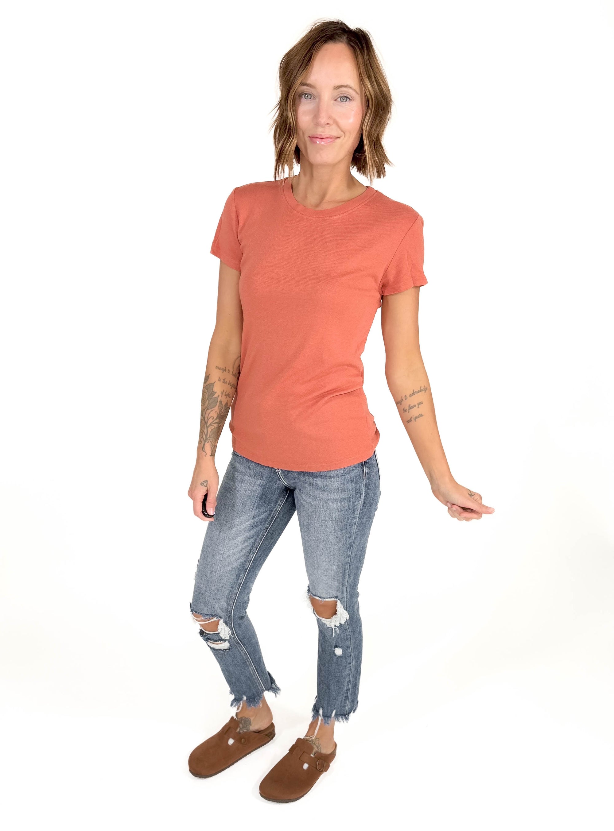 Sutton Classic Crewneck Tee- PERSIMMON-FINAL SALE *M*