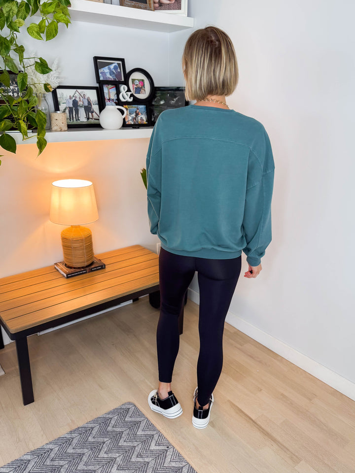 Madison Washed Cotton Pullover- DARK TEAL