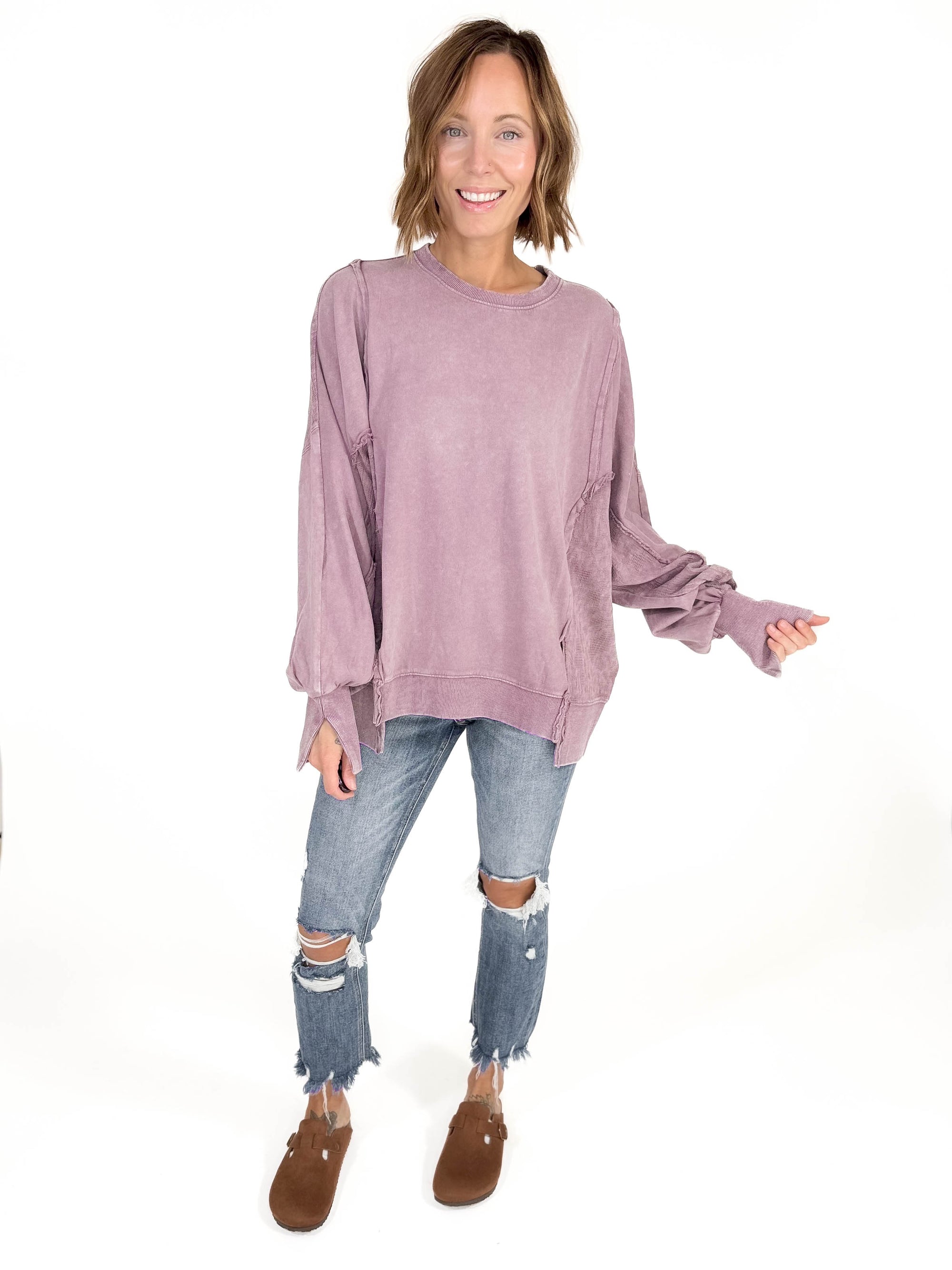 Isabella Contrast Pullover- VIOLET -FINAL SALE