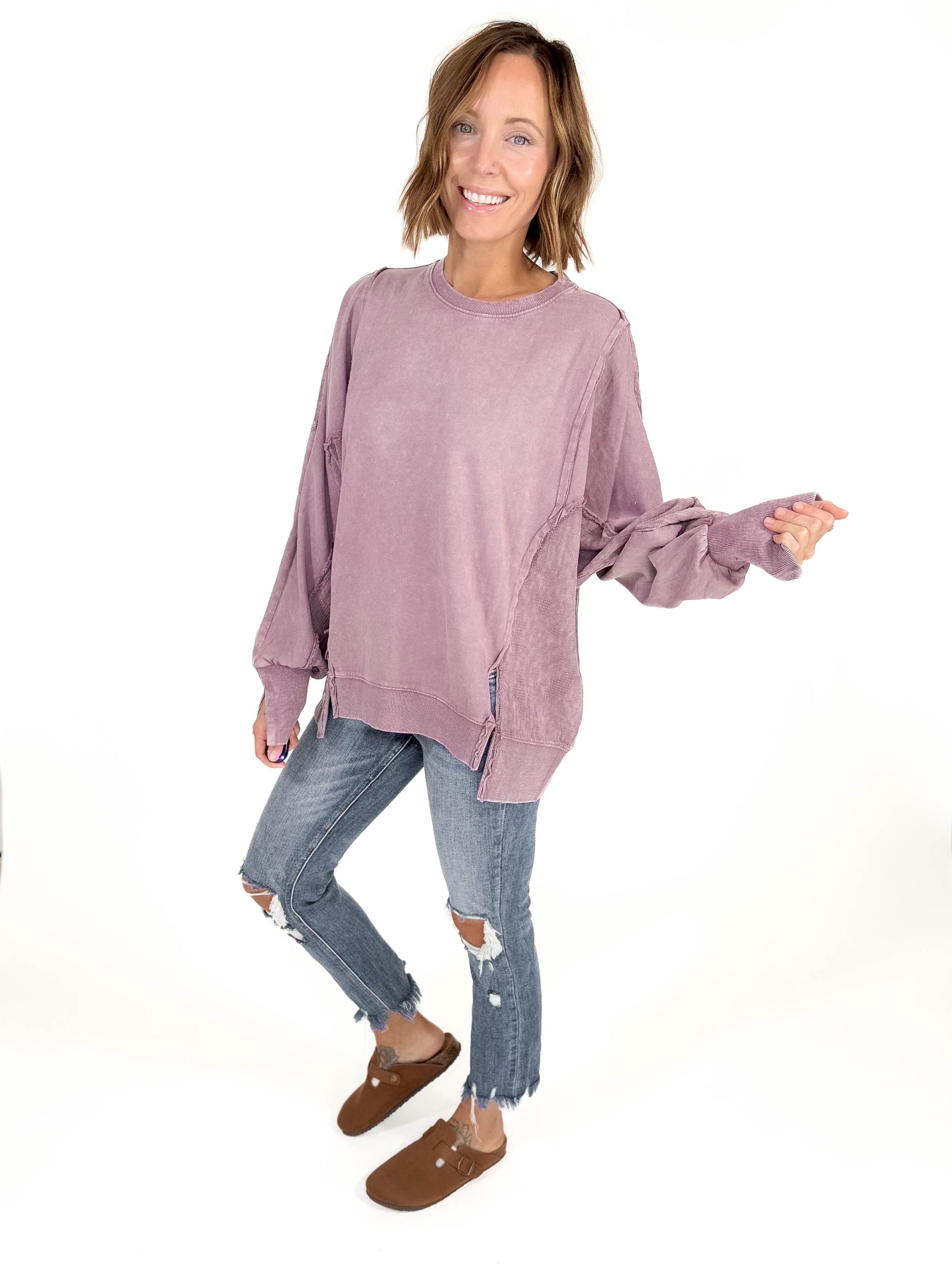 Isabella Contrast Pullover- VIOLET -FINAL SALE