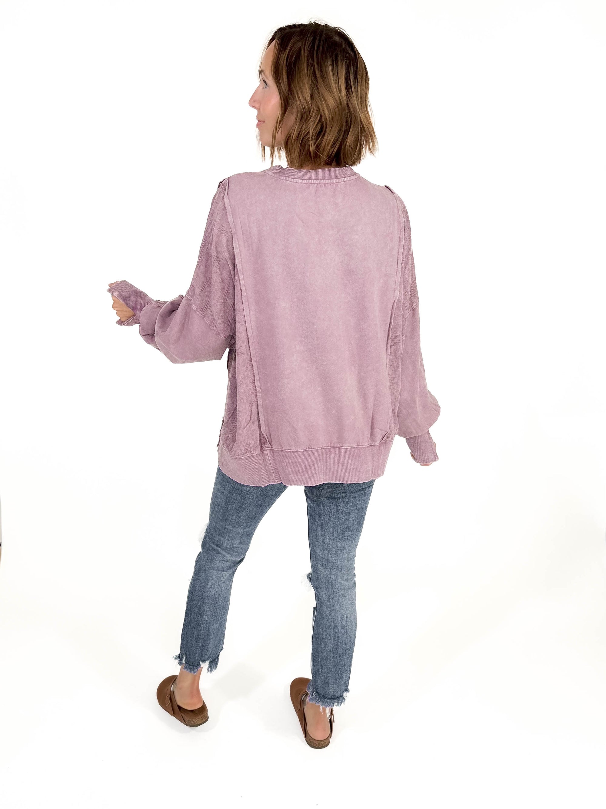 Isabella Contrast Pullover- VIOLET -FINAL SALE