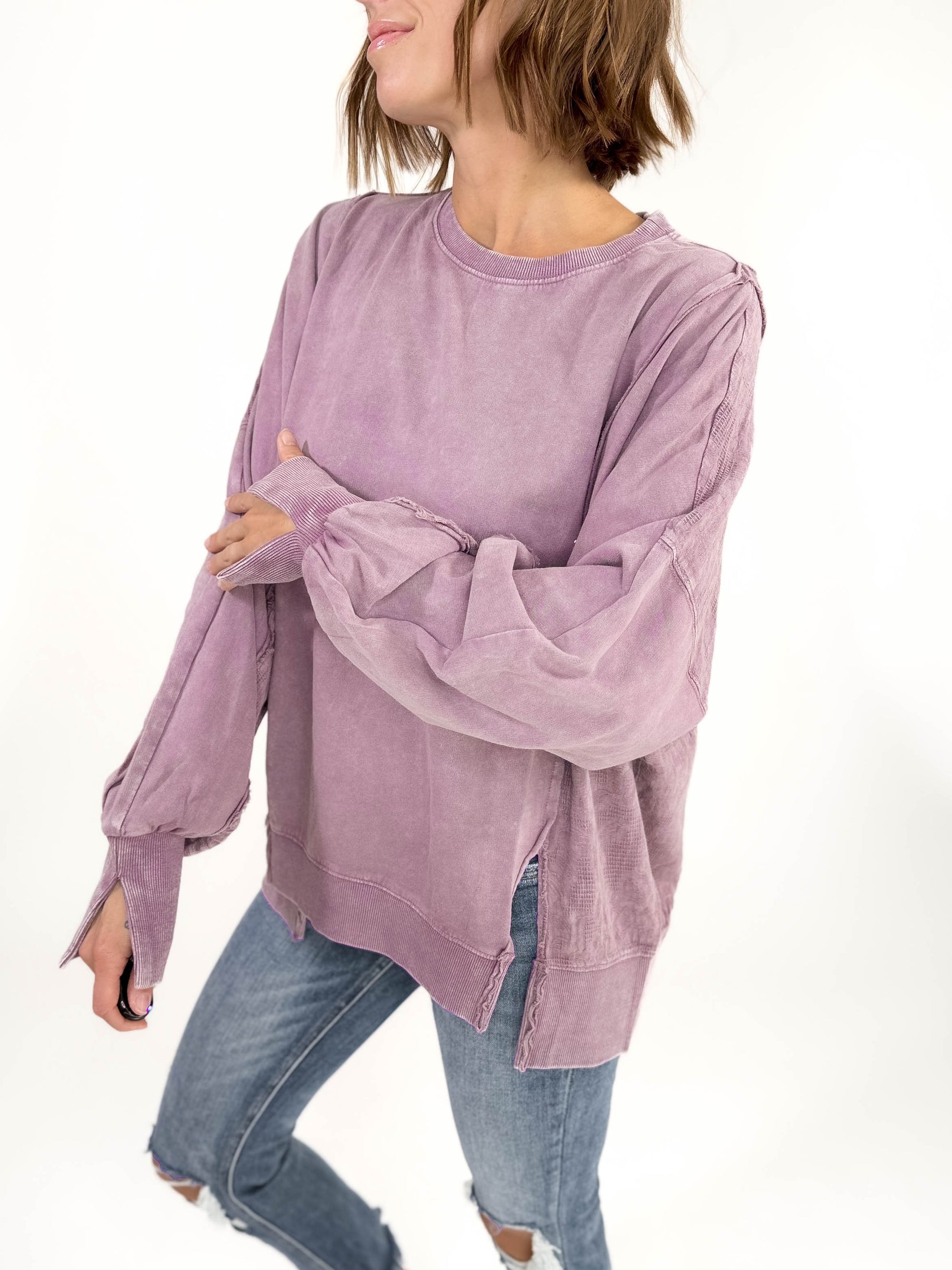 Isabella Contrast Pullover- VIOLET -FINAL SALE