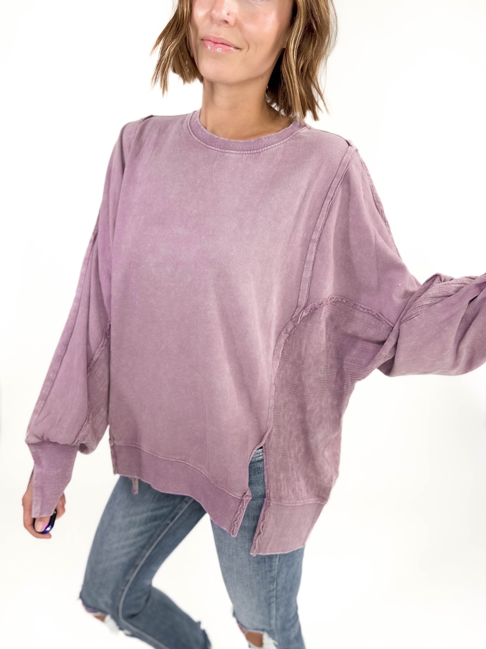 Isabella Contrast Pullover- VIOLET -FINAL SALE