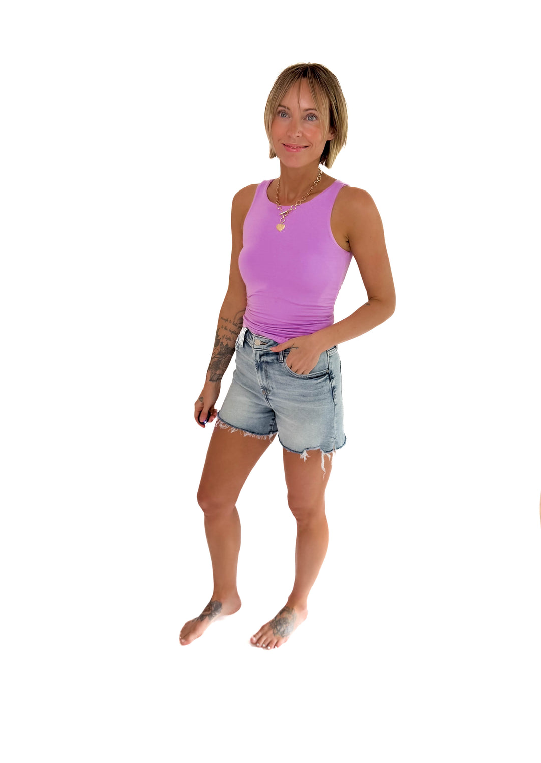 Esme  Double Lined Tank- BRIGHT LAVENDER