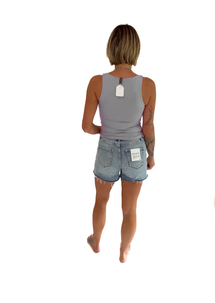 Zella Stretch Denim Short- LIGHT/MEDIUM WASH