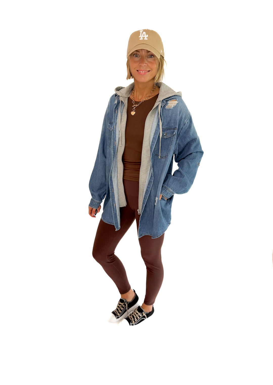 RISEN Girlfriend Hoodie Jean Jacket- MEDIUM WASH