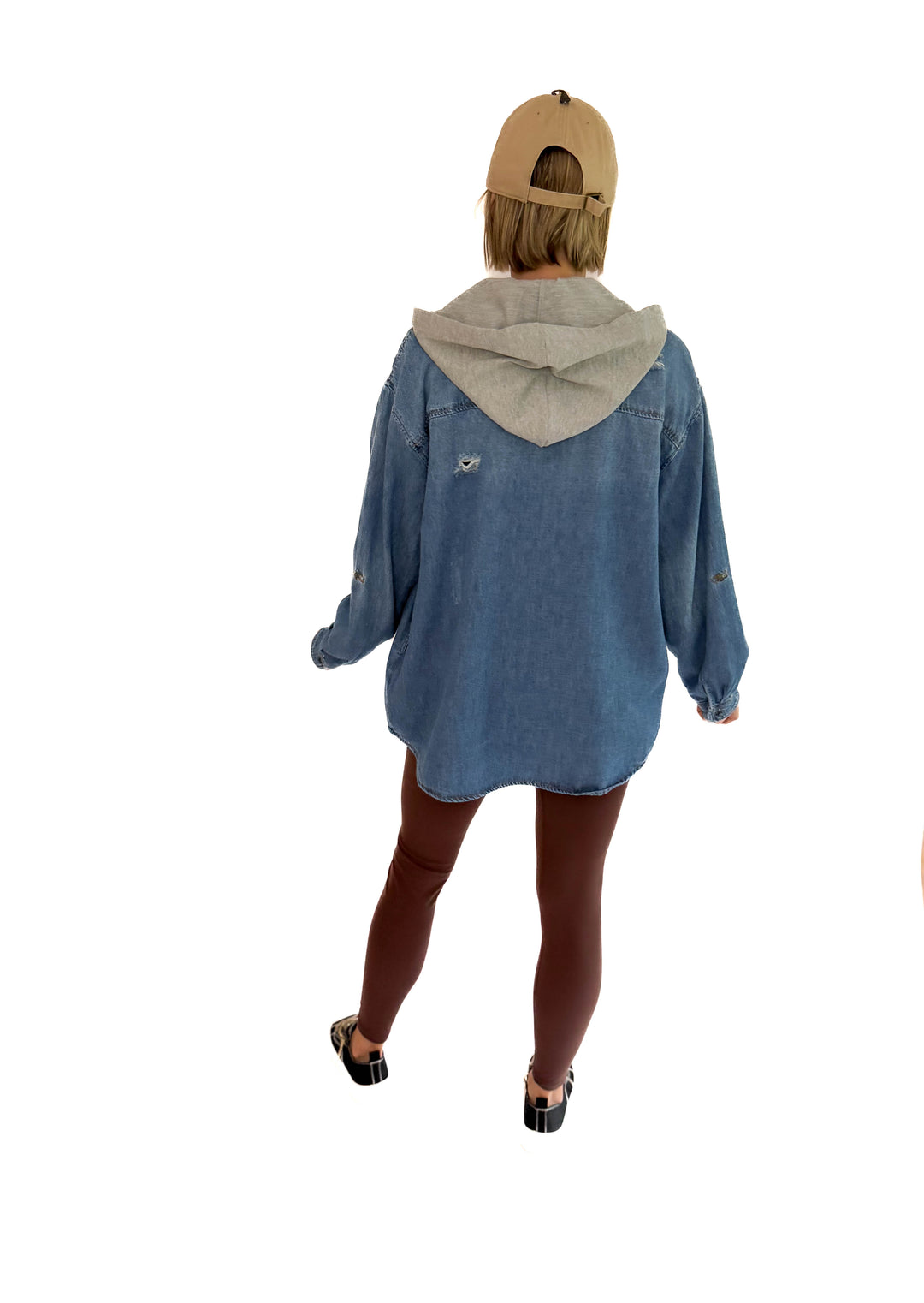 RISEN Girlfriend Hoodie Jean Jacket- MEDIUM WASH