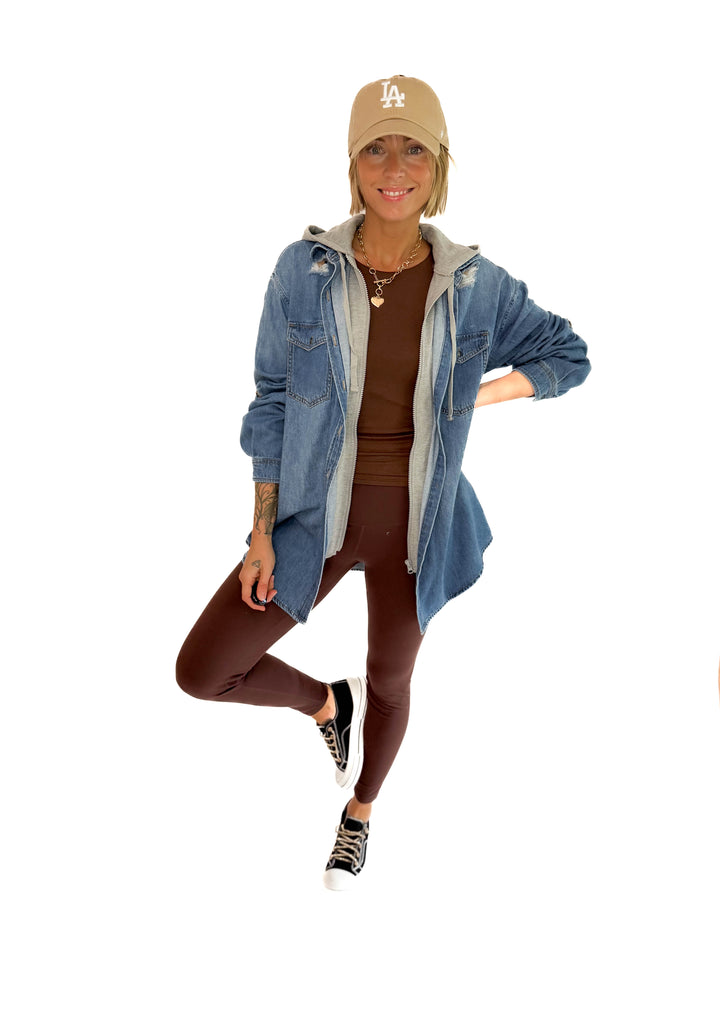 RISEN Girlfriend Hoodie Jean Jacket- MEDIUM WASH